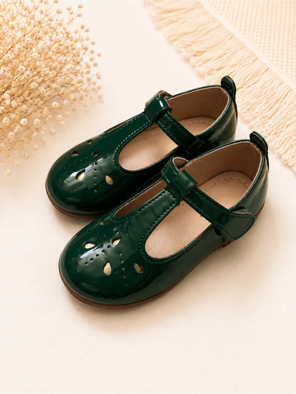 Girls' Green Patent T-Strap Dress Shoes